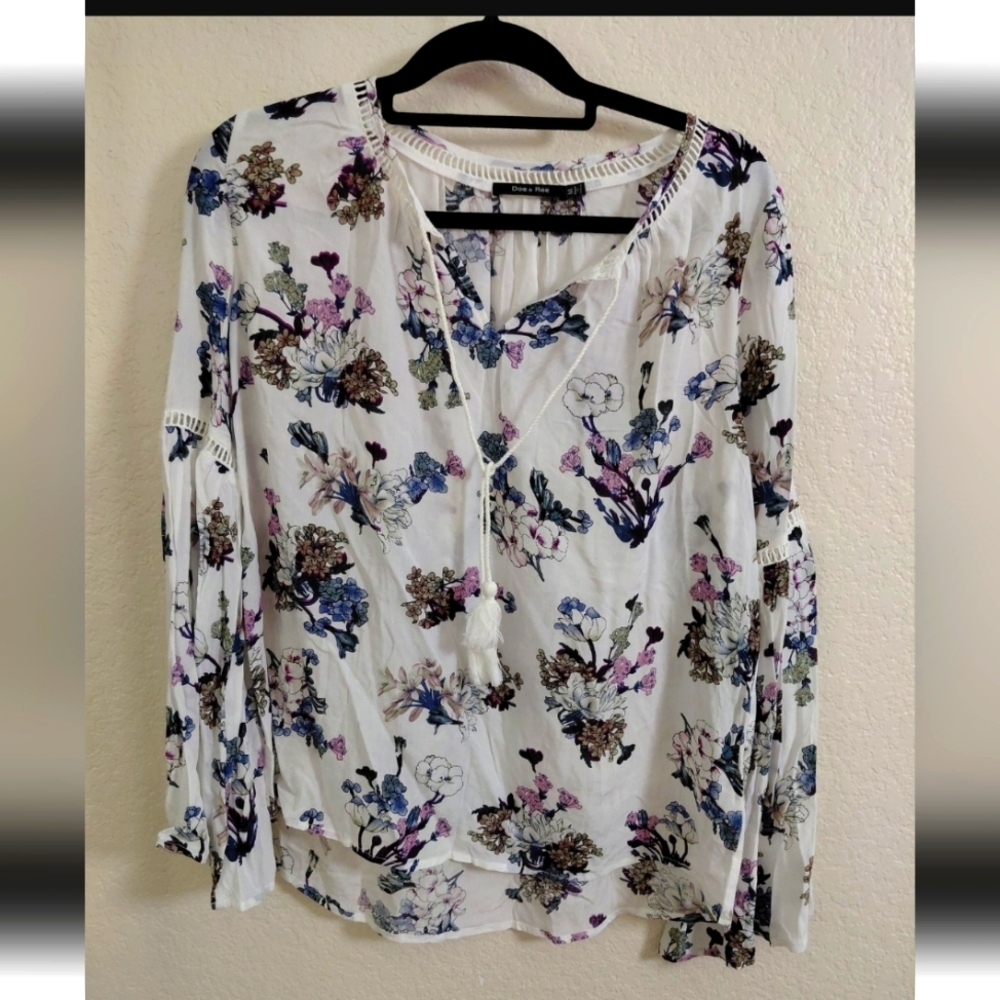 Doe & Rae X Revolve LS Floral Blouse Sz M NWT - Picture 3 of 15